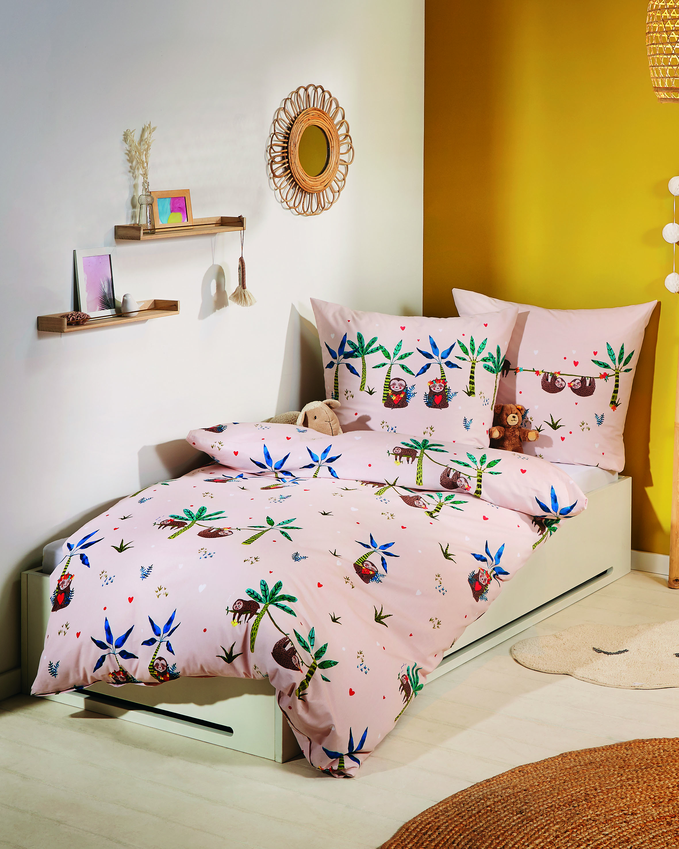 Dessin-282-Vertraeumte-Faultiere-Colorit-27-pfirsich Renforcé Bettwäsche pfirsich