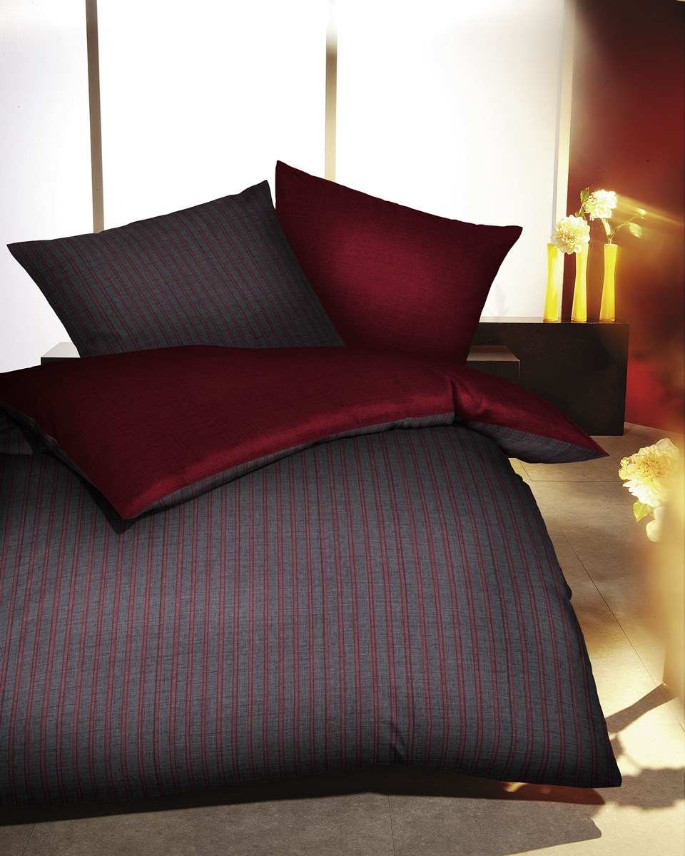 Biber-Bettwaesche-326-Eternity-Combo-42-rubin Biber Bettwäsche braun Streifen Design