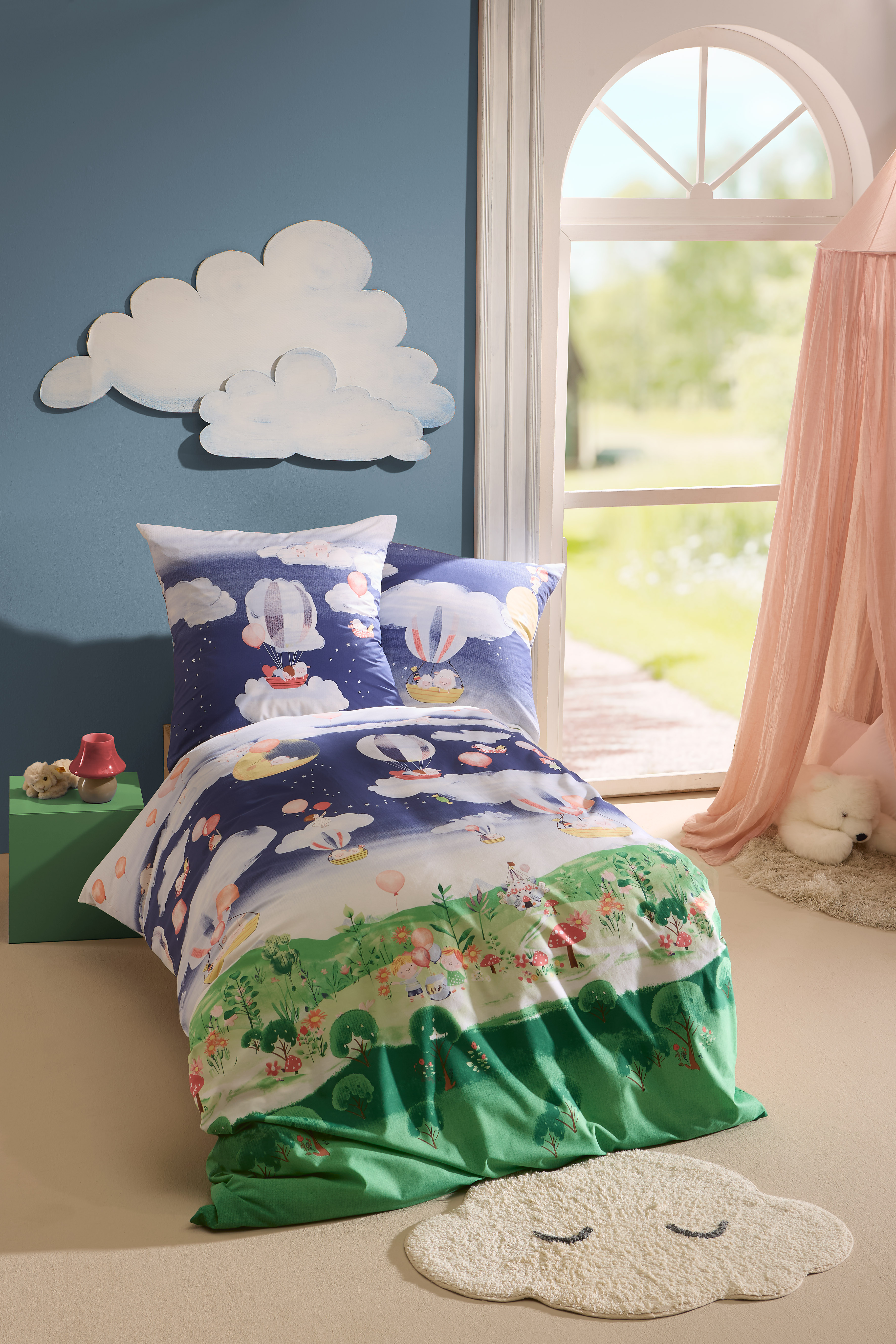 Kinderbettwäsche RENFORCÈ mit Ballon-Motiv 682 bunt
