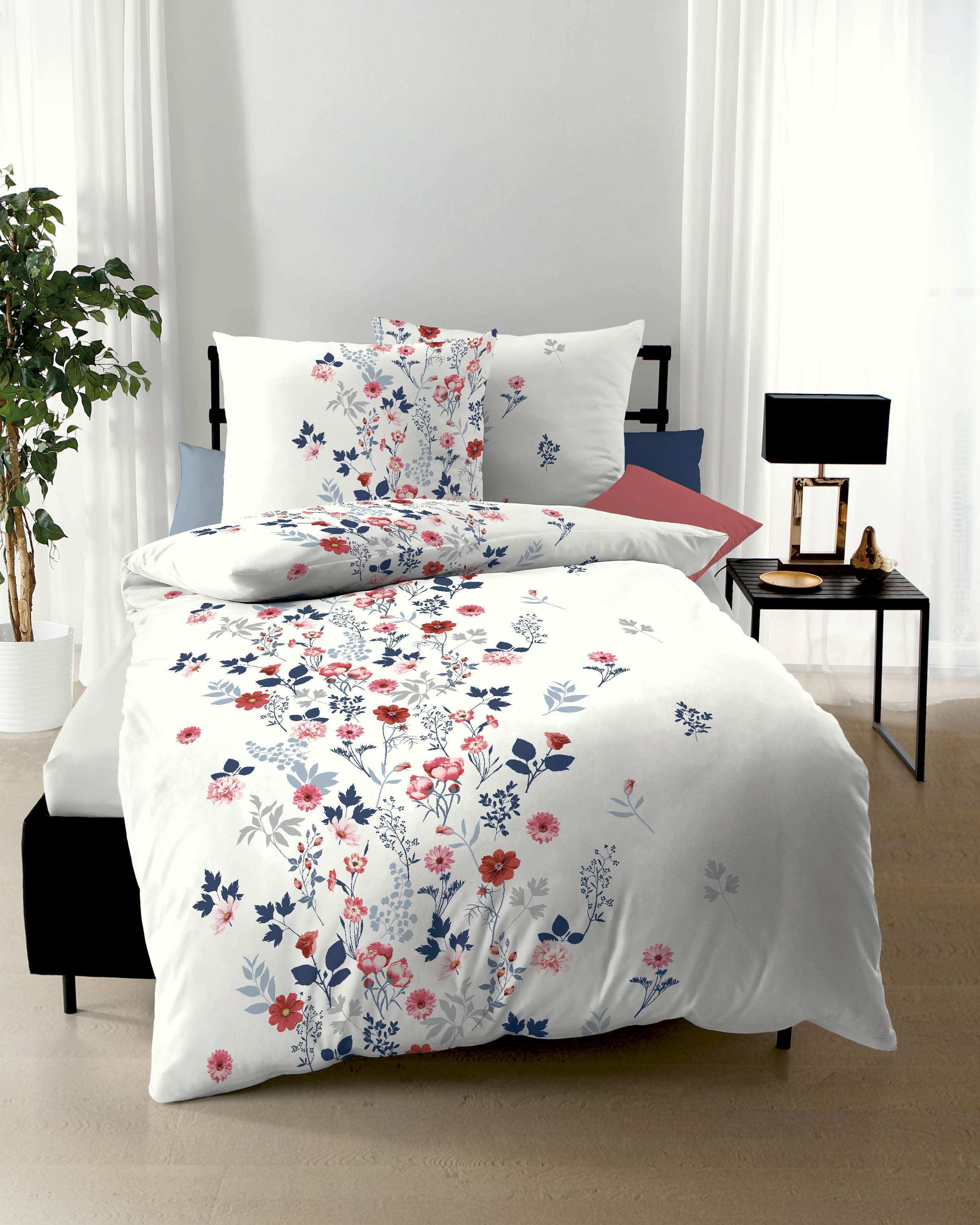 Poly Cotton Perkal Bettwäsche marine