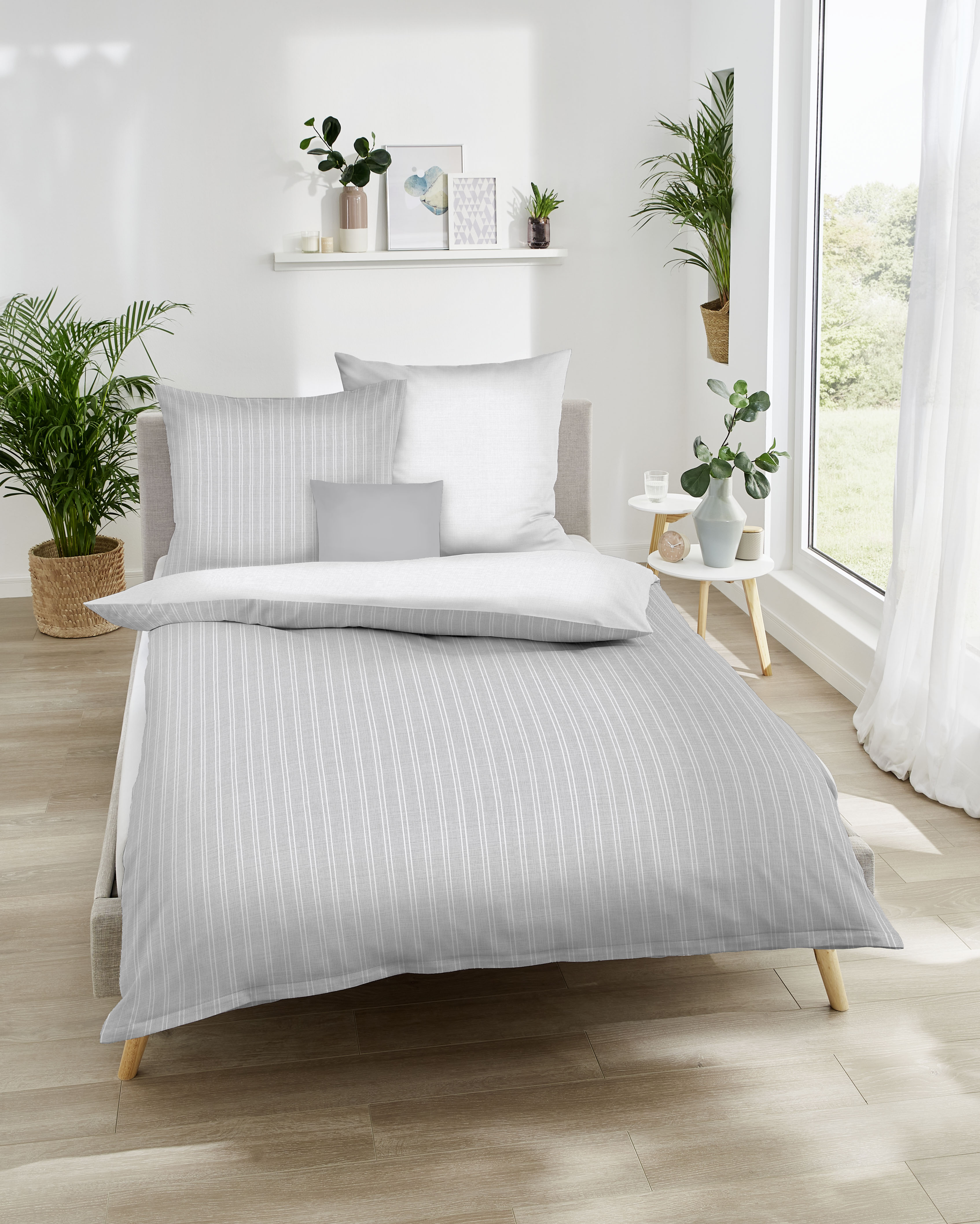 Mako Satin Bettwäsche silber