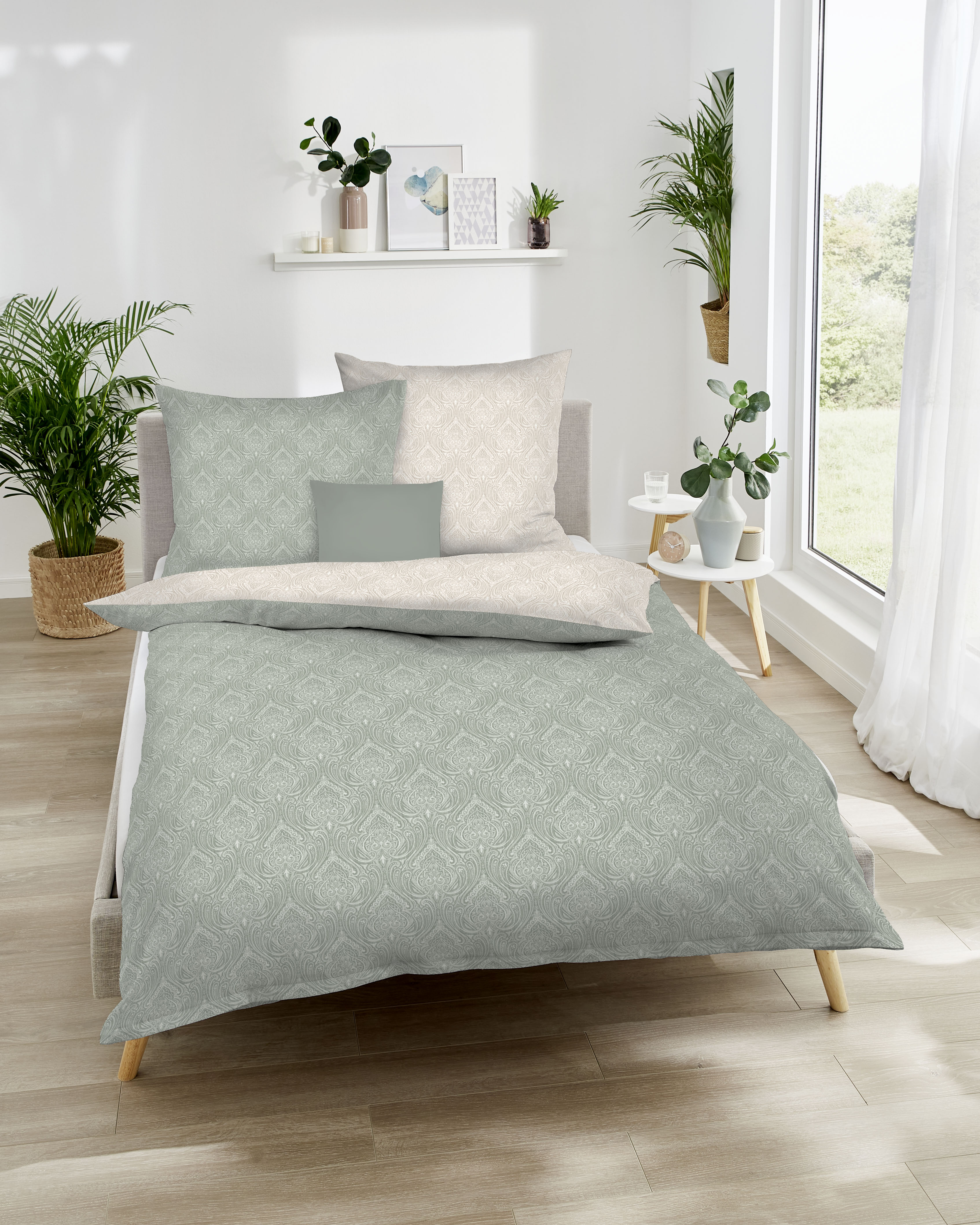 Mako Satin Bettwäsche khaki-grün