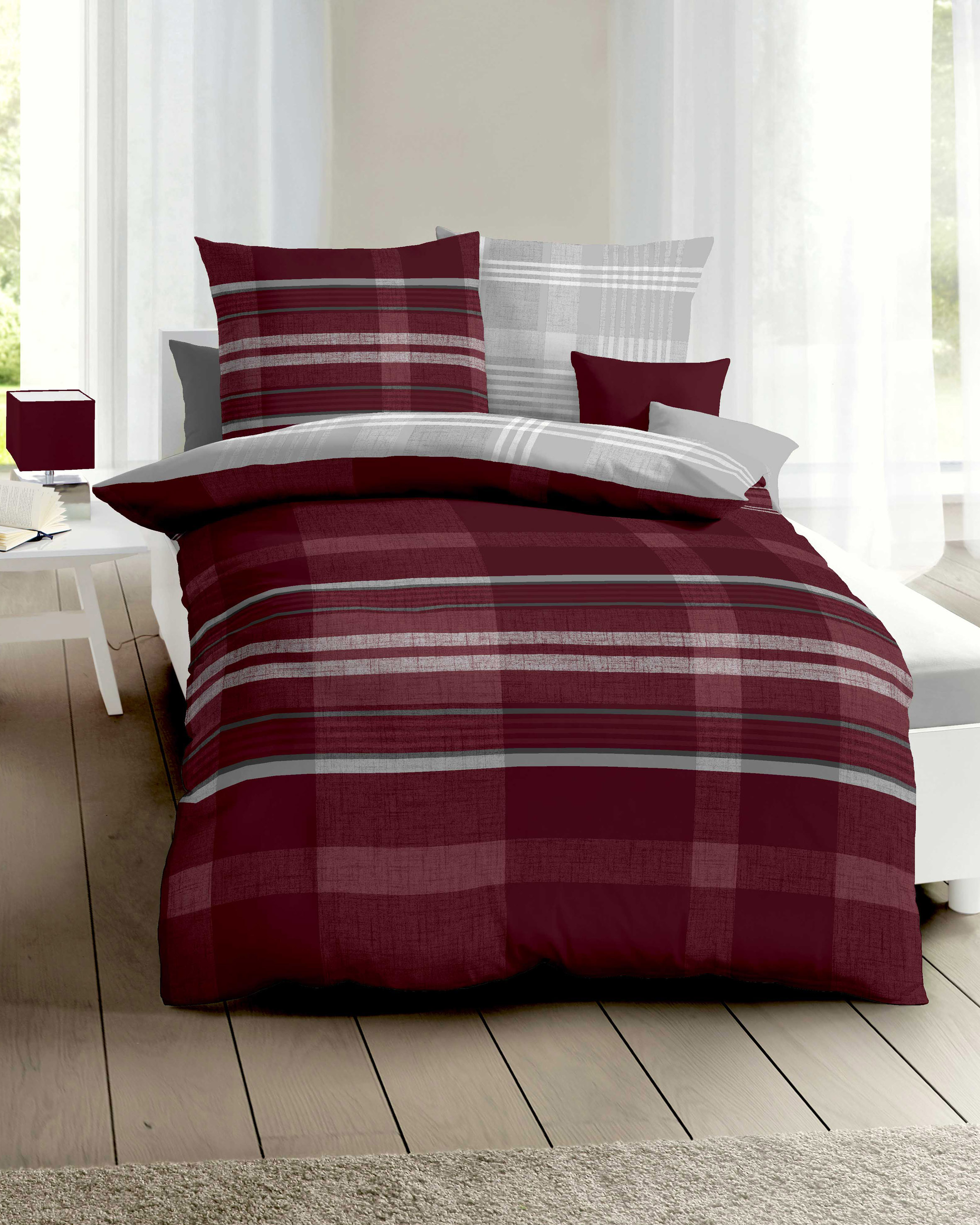 Dessin-030-Beyond-Colorit-12-burgund-Mapping Biber Bettwäsche burgund-rot