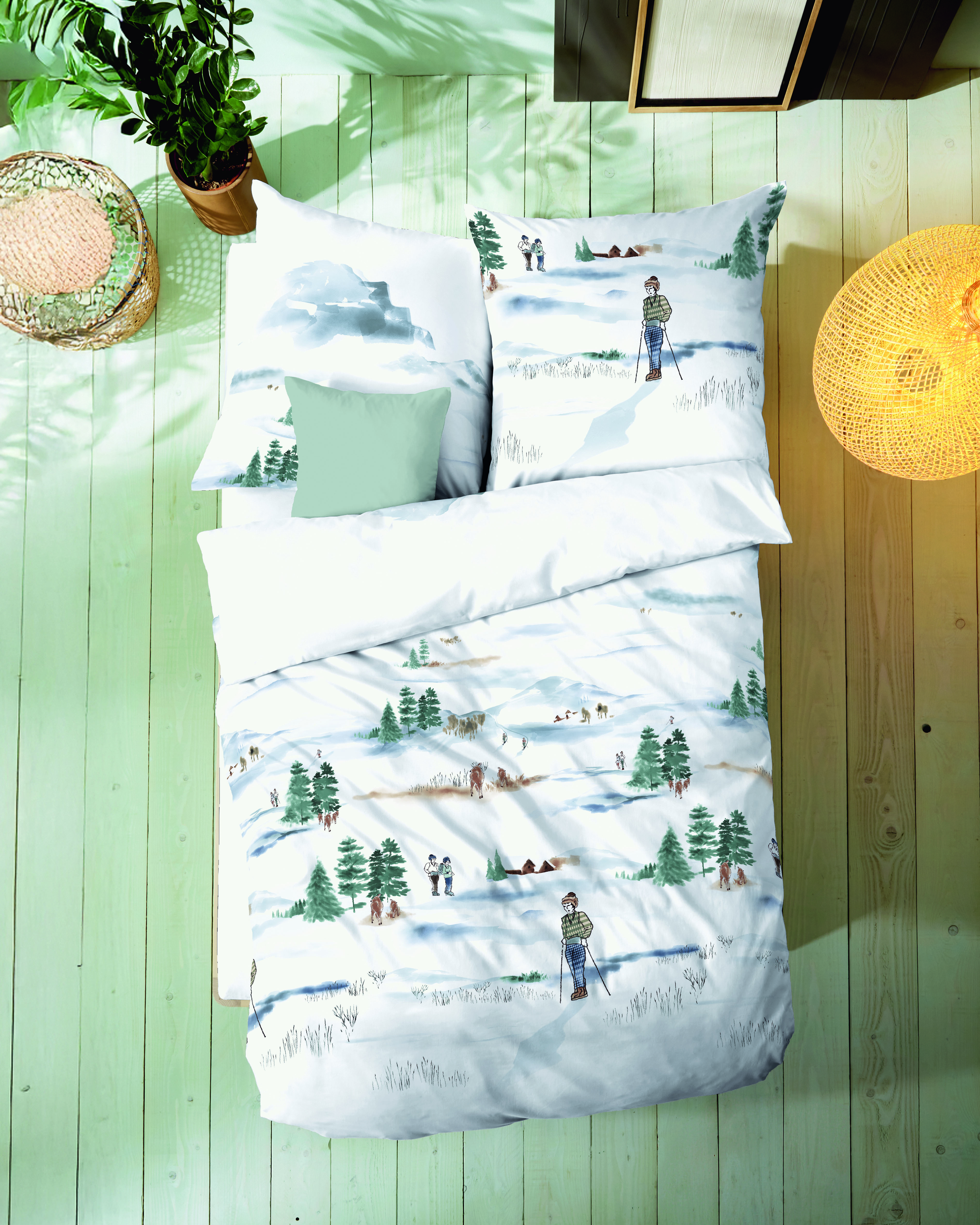 Biber Bettwäsche mit Winter-Motiv 526 hellblau