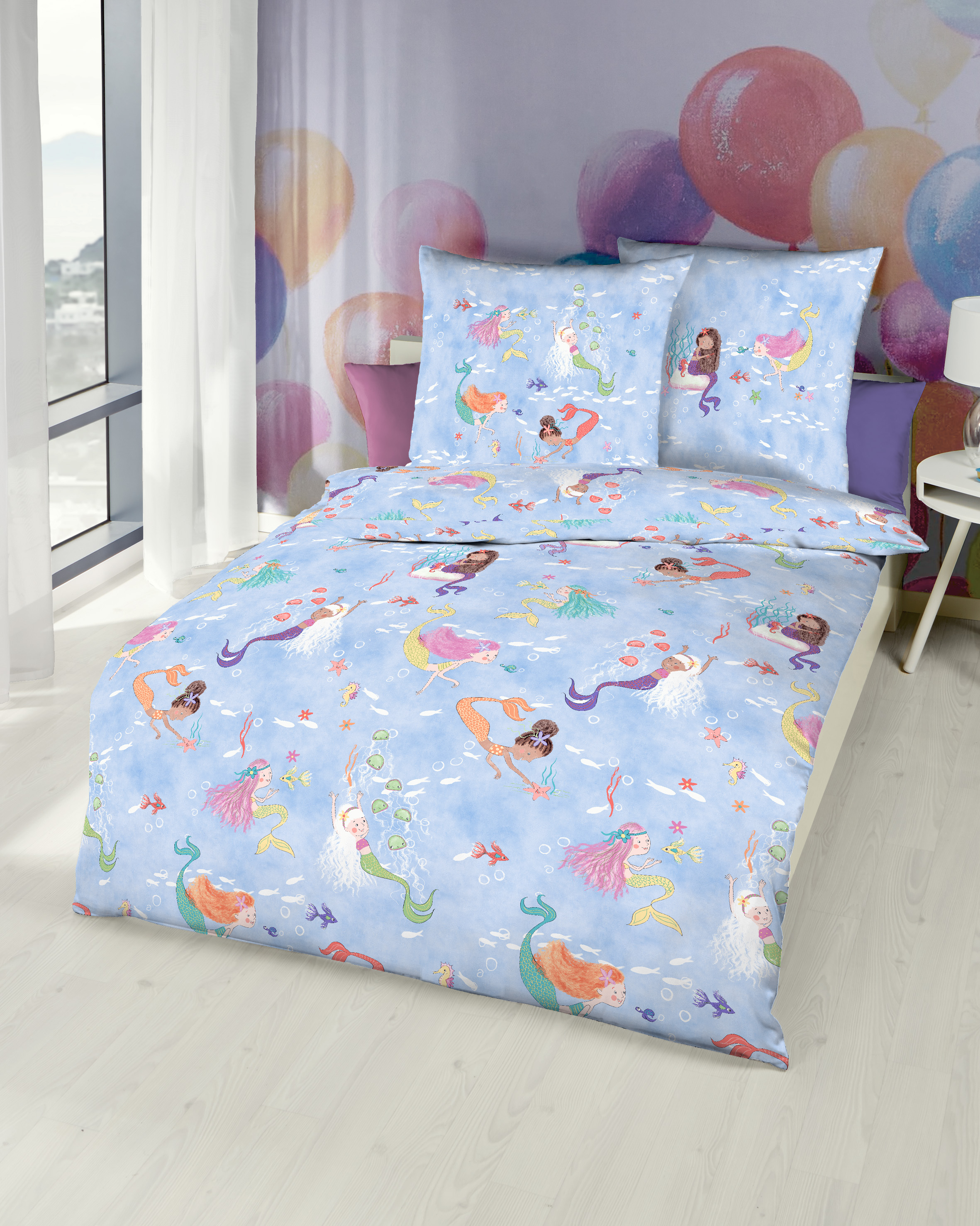 Dessin-381-Mermaids-Colorit-08-bunt-Mapping Renforcé Bettwäsche bunt