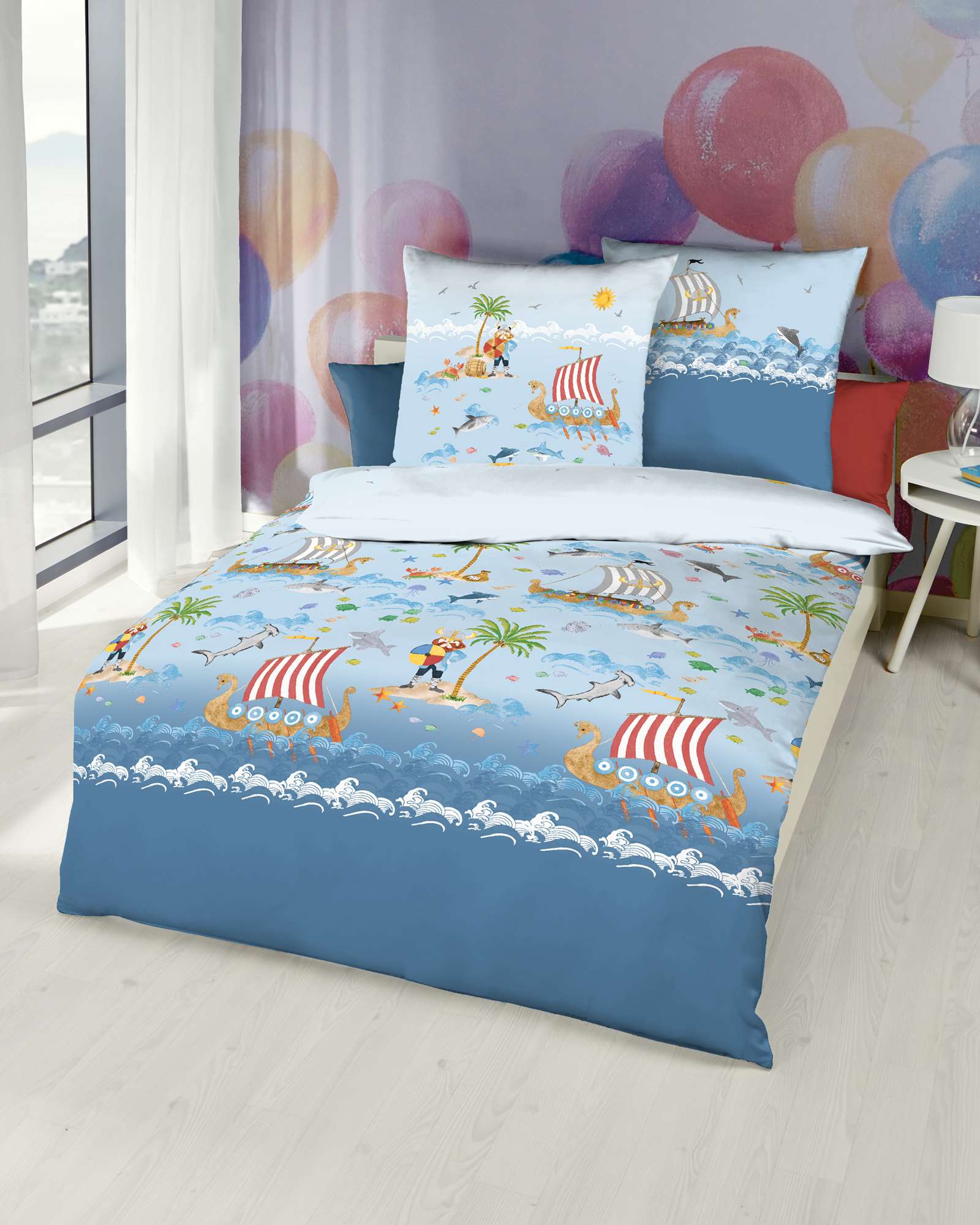 Biber-Bettwaesche-kaeppel-380-Wikinger-01-blau Biber-Bettwäsche blau