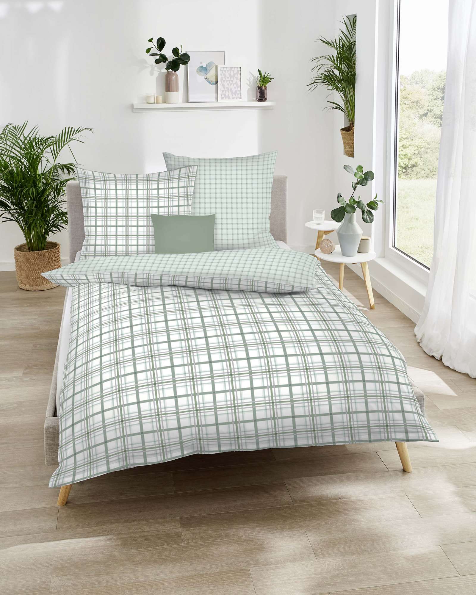 Biber-Bettwaesche-kaeppel-376-Plaid-23-jade Biber Bettwäsche jade-grün