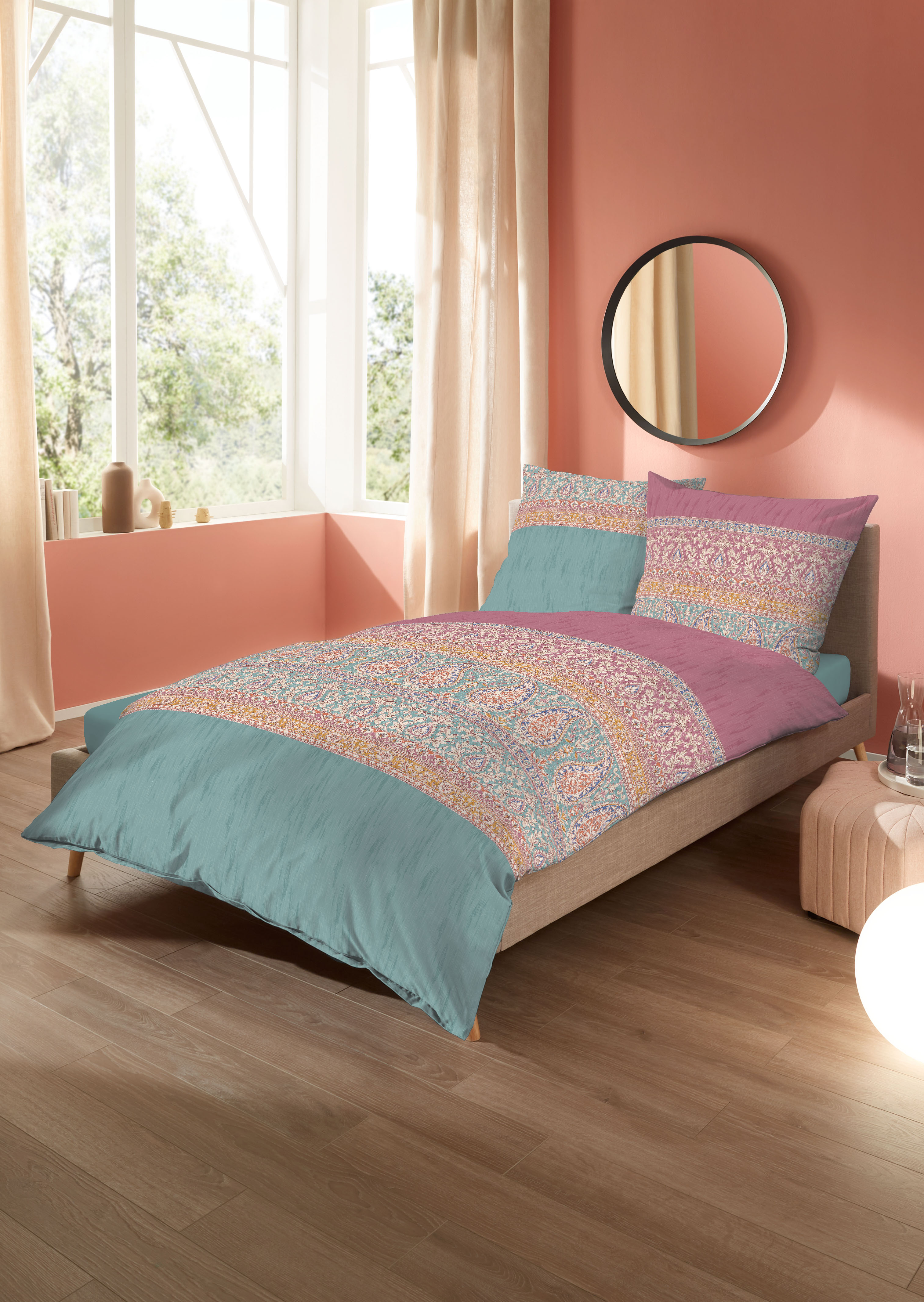Mako Satin Bettwäsche mit Paisley-Muster in Bunt