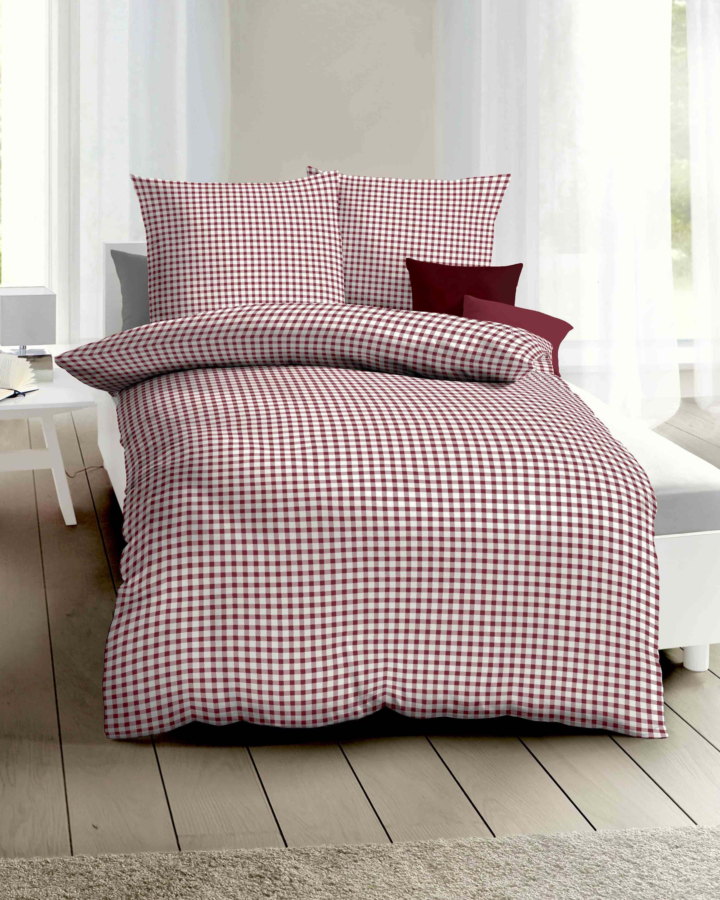 Dessin-298-Vichy-Karo-Colorit-02-rot-Mapping Biber Bettwäsche rot