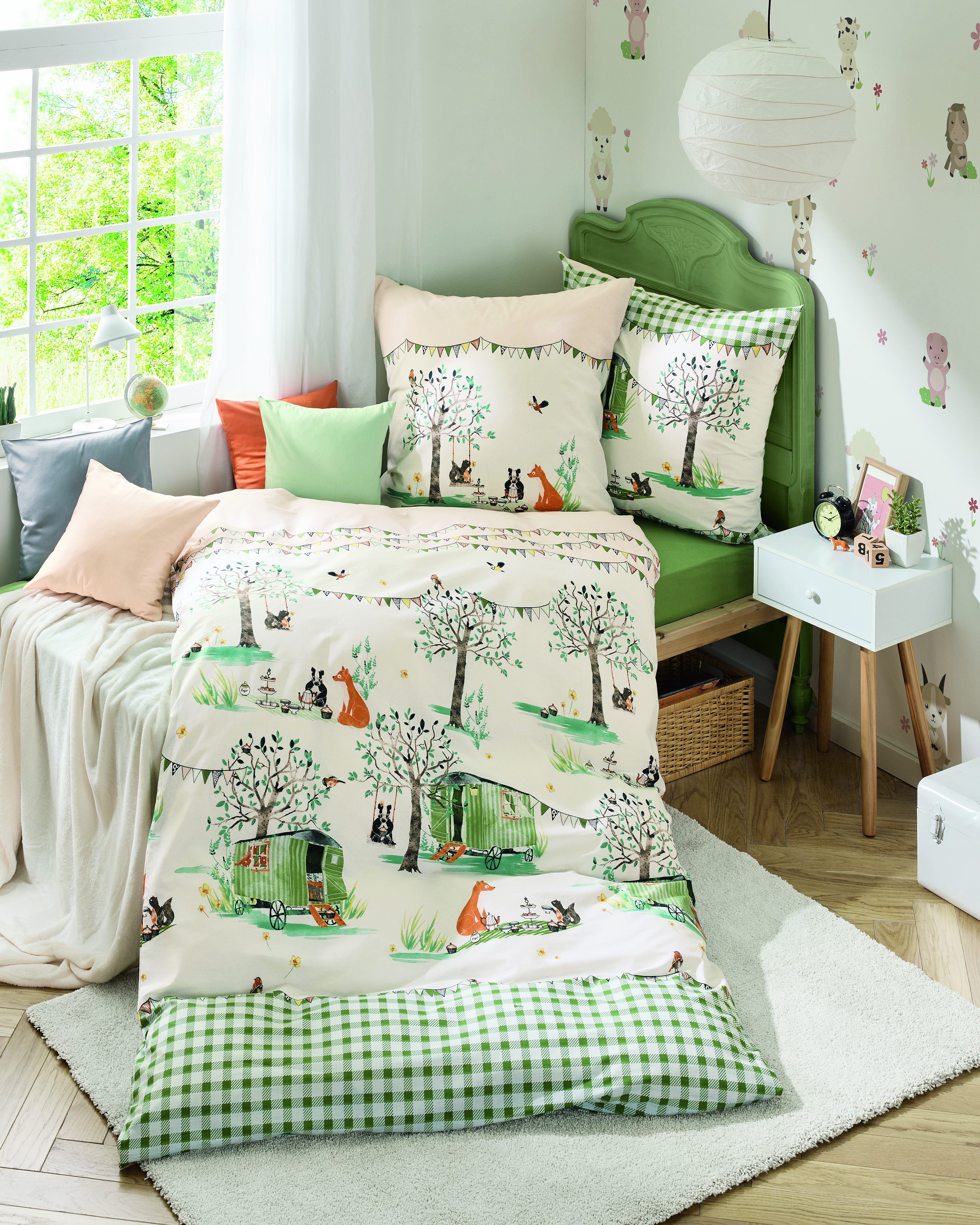 Dessin-487-Picknick-Colorit-53-mint Biber-Bettwäsche mint-grün