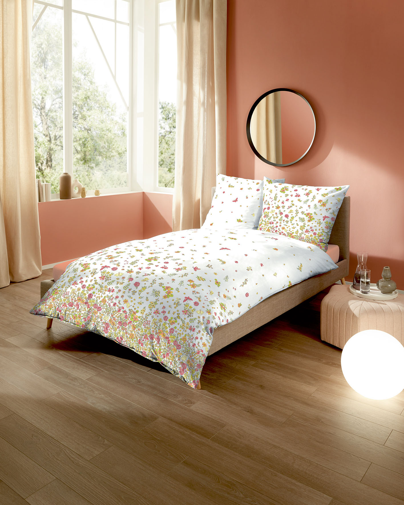 Dessin-401-Annabell-Colorit-73-kiwi-Mapping-farbeingestellt Mako Satin Bettwäsche kiwi-grün