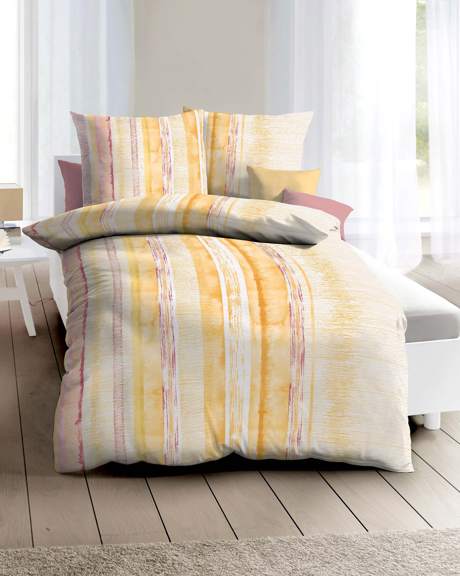 Dessin-274-Insignia-Colorit-17-mandarine-Seersucker-Mapping Seersucker Bettwäsche mandarine