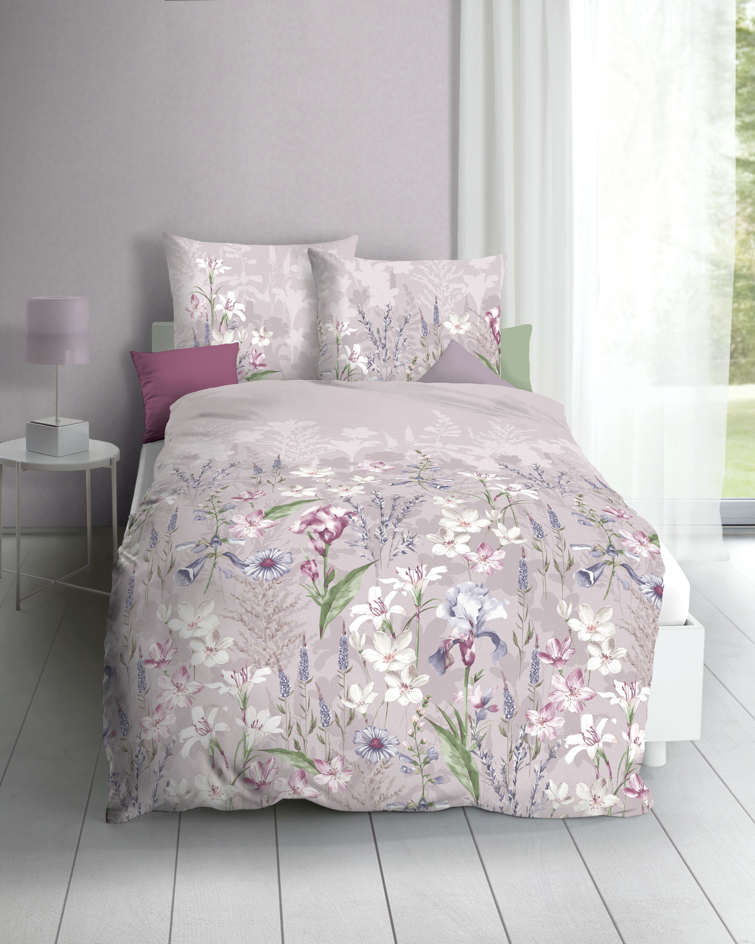 Biber Bettwäsche mit Blumen-Muster 435 rosenholz