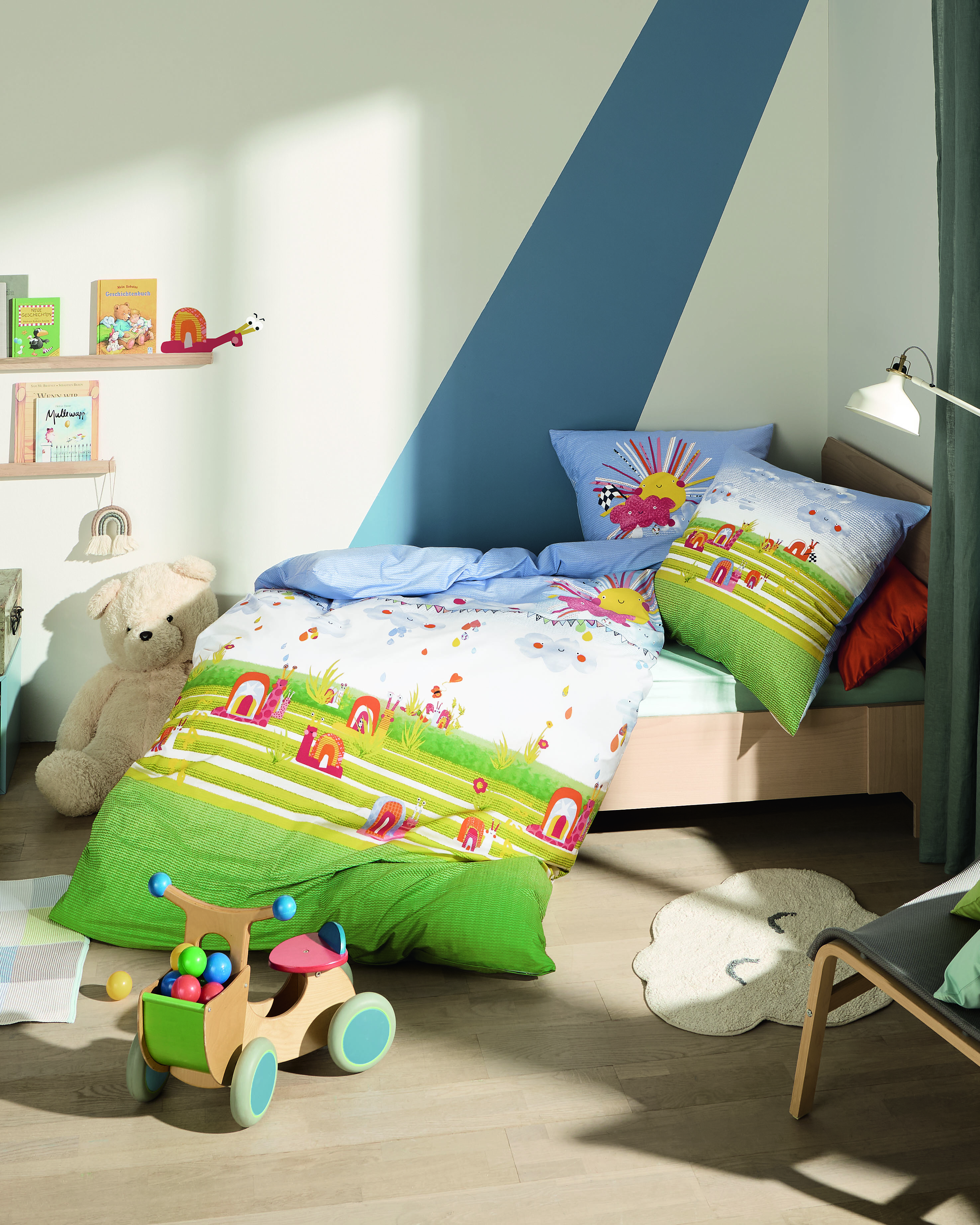 Kinder Biber Bettwäsche mit Schnecken-Motiv in Bunt