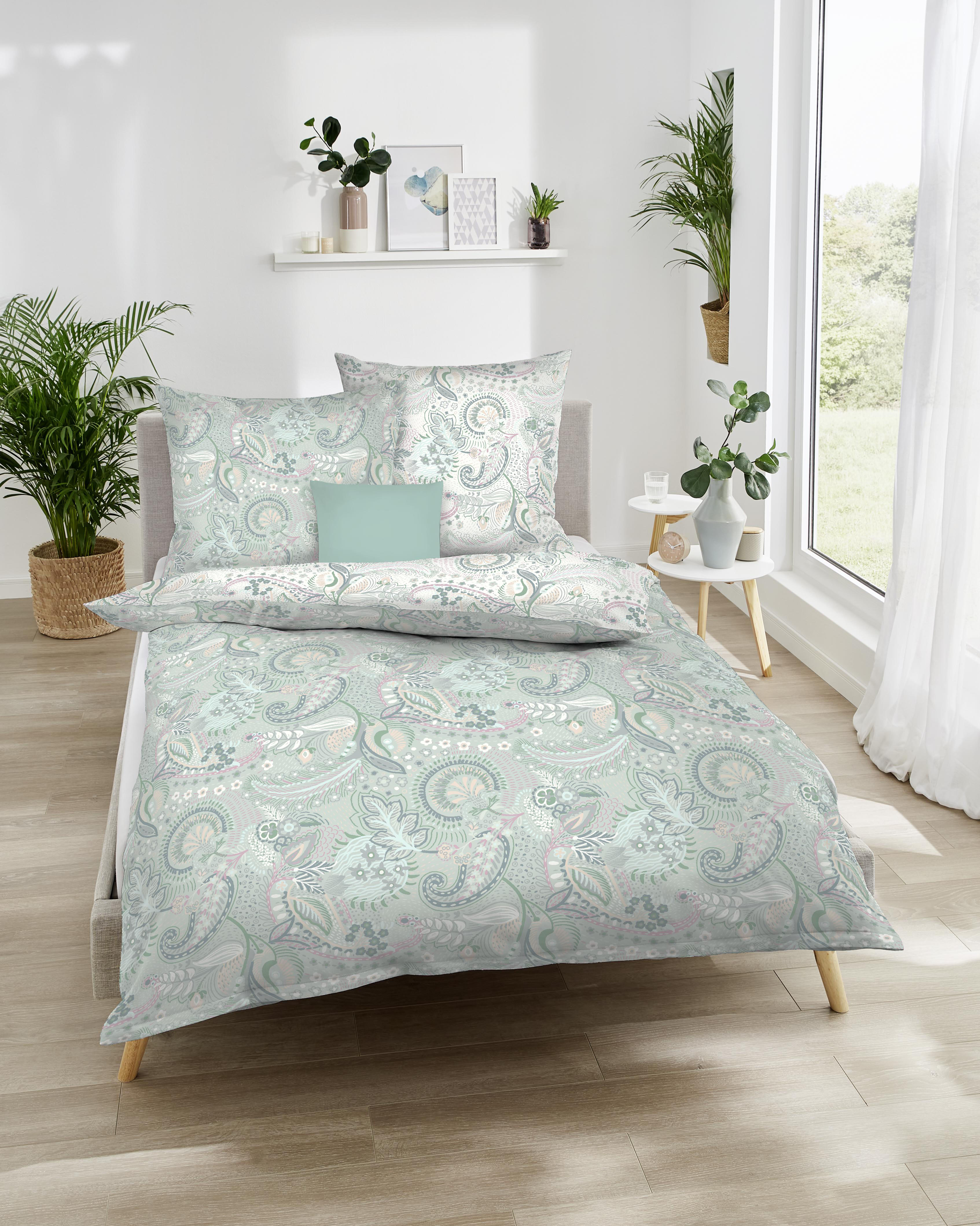 Mako Satin Bettwäsche mint-grün