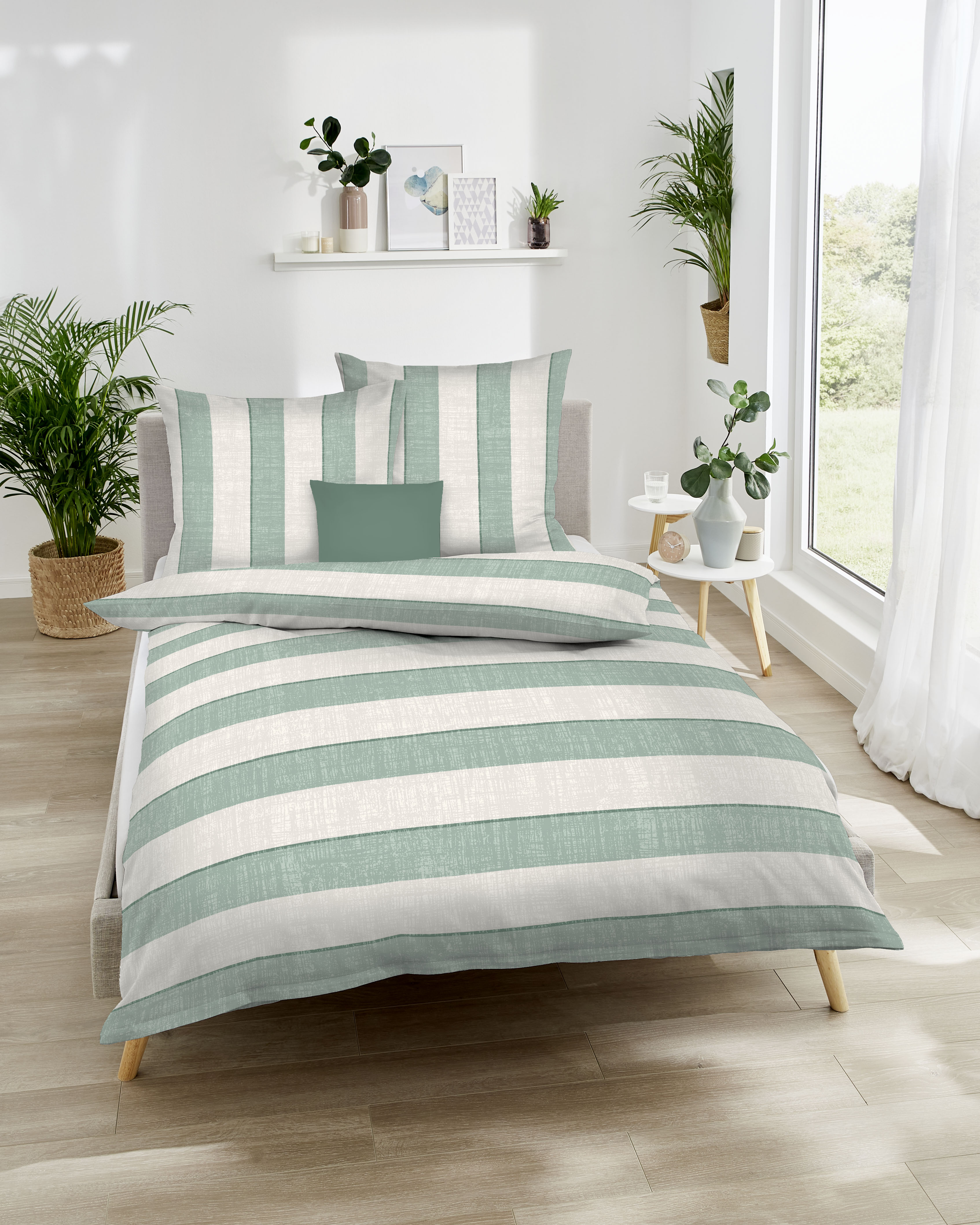 Mako Satin Bettwäsche jade-grün