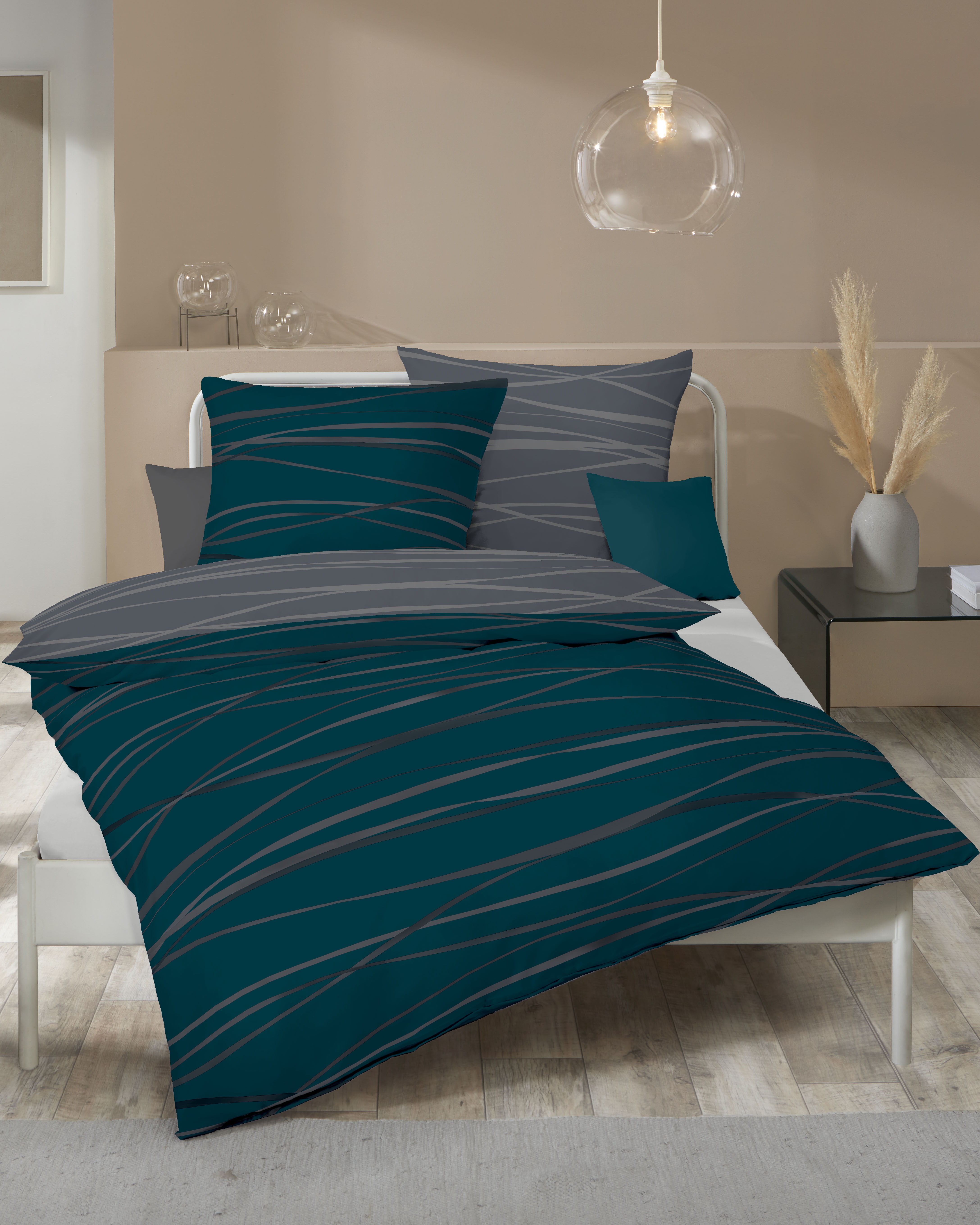 Dessin-584-Motion-Colorit-88-smaragd-Mapping-9 Biber-Bettwäsche smaragd-grün