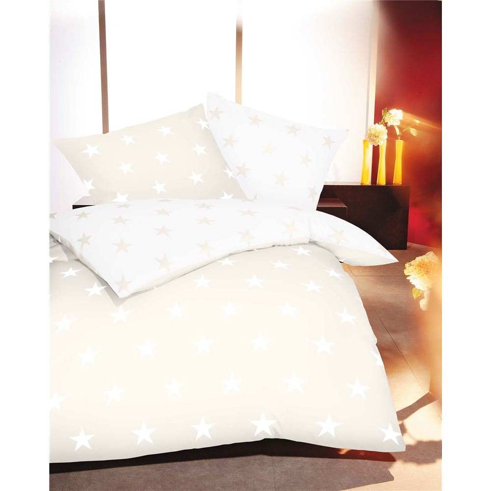 Mako Satin Bettwäsche STARS creme