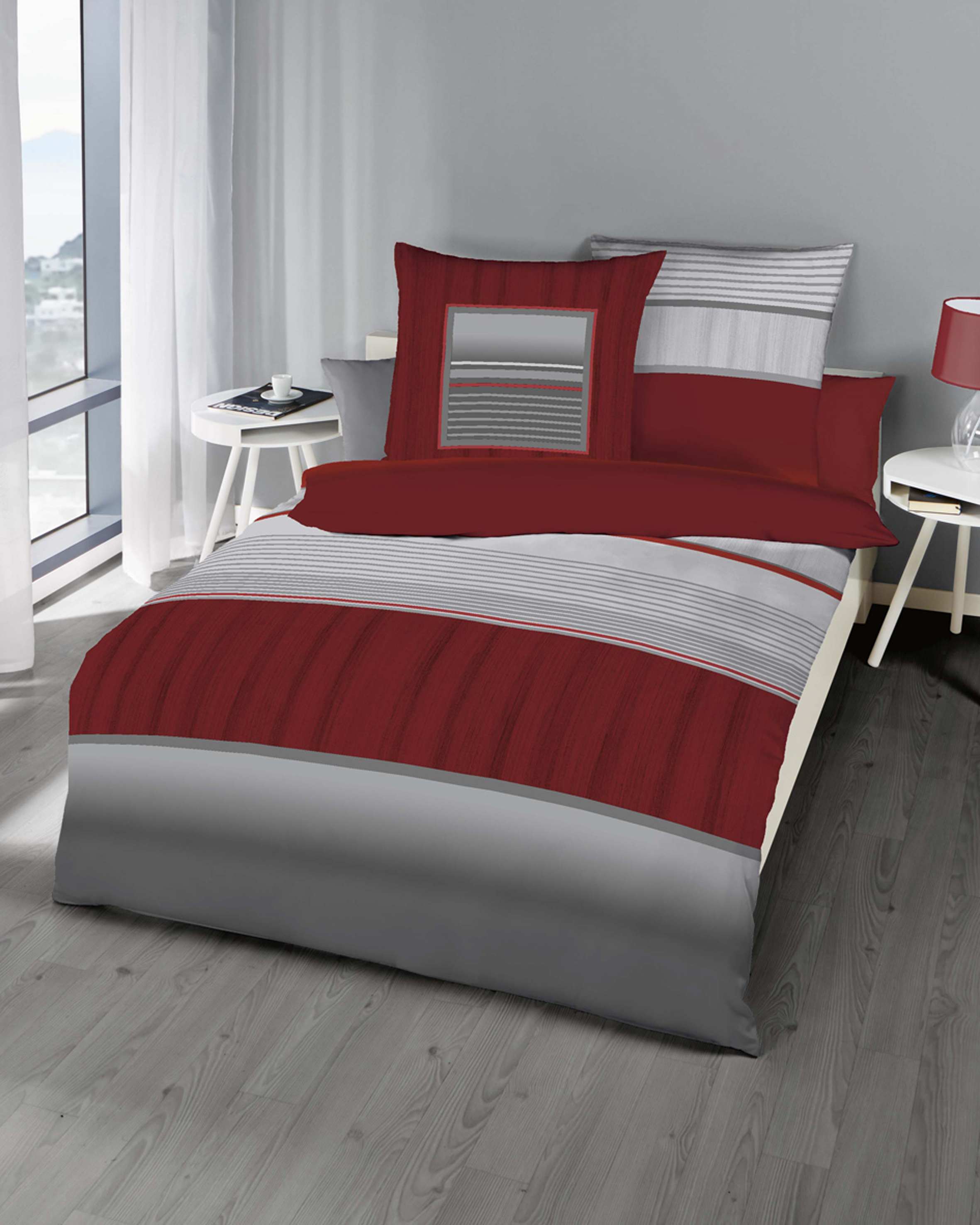 Mako Satin Bettwäsche burgund rot