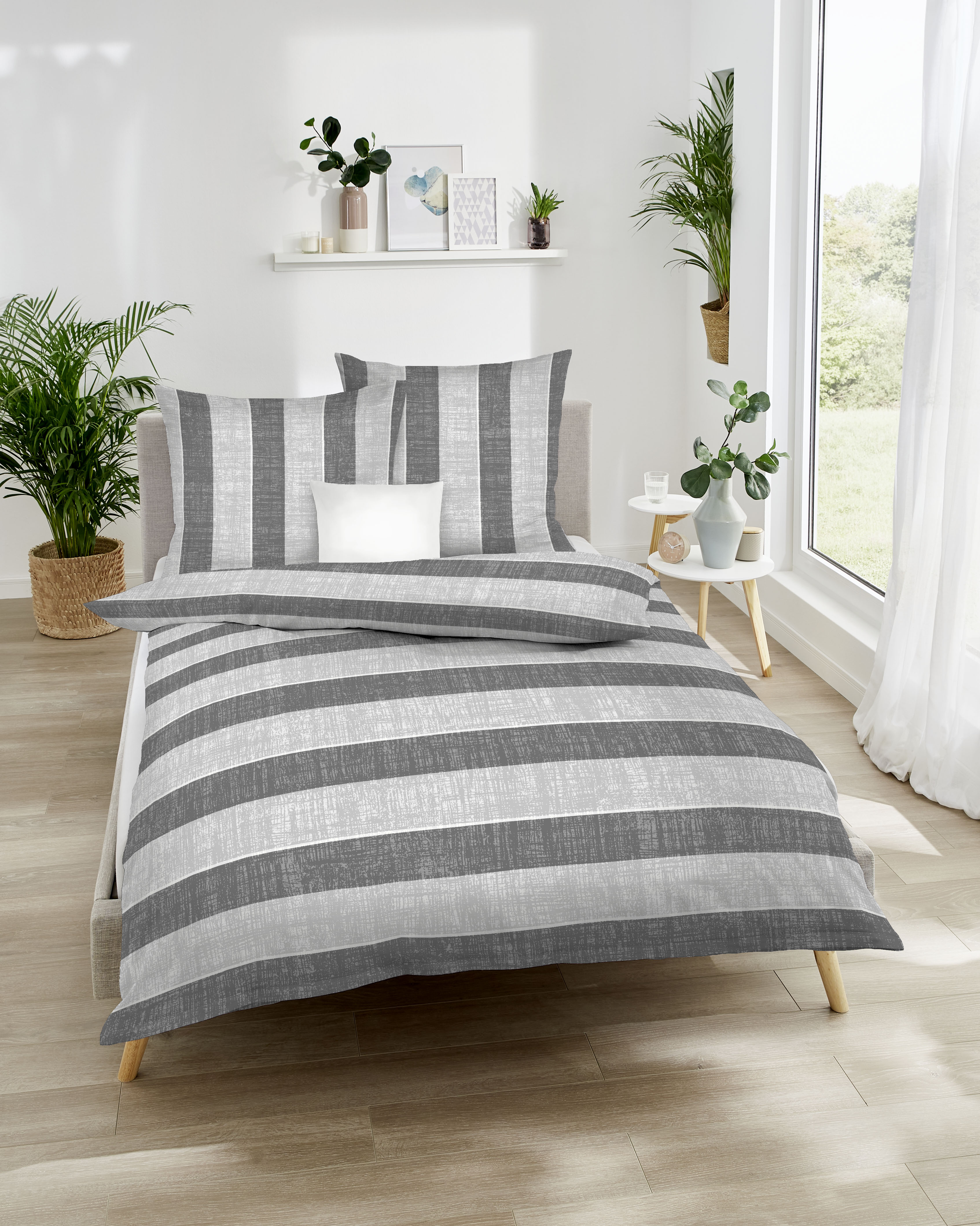 Mako Satin Bettwäsche grau
