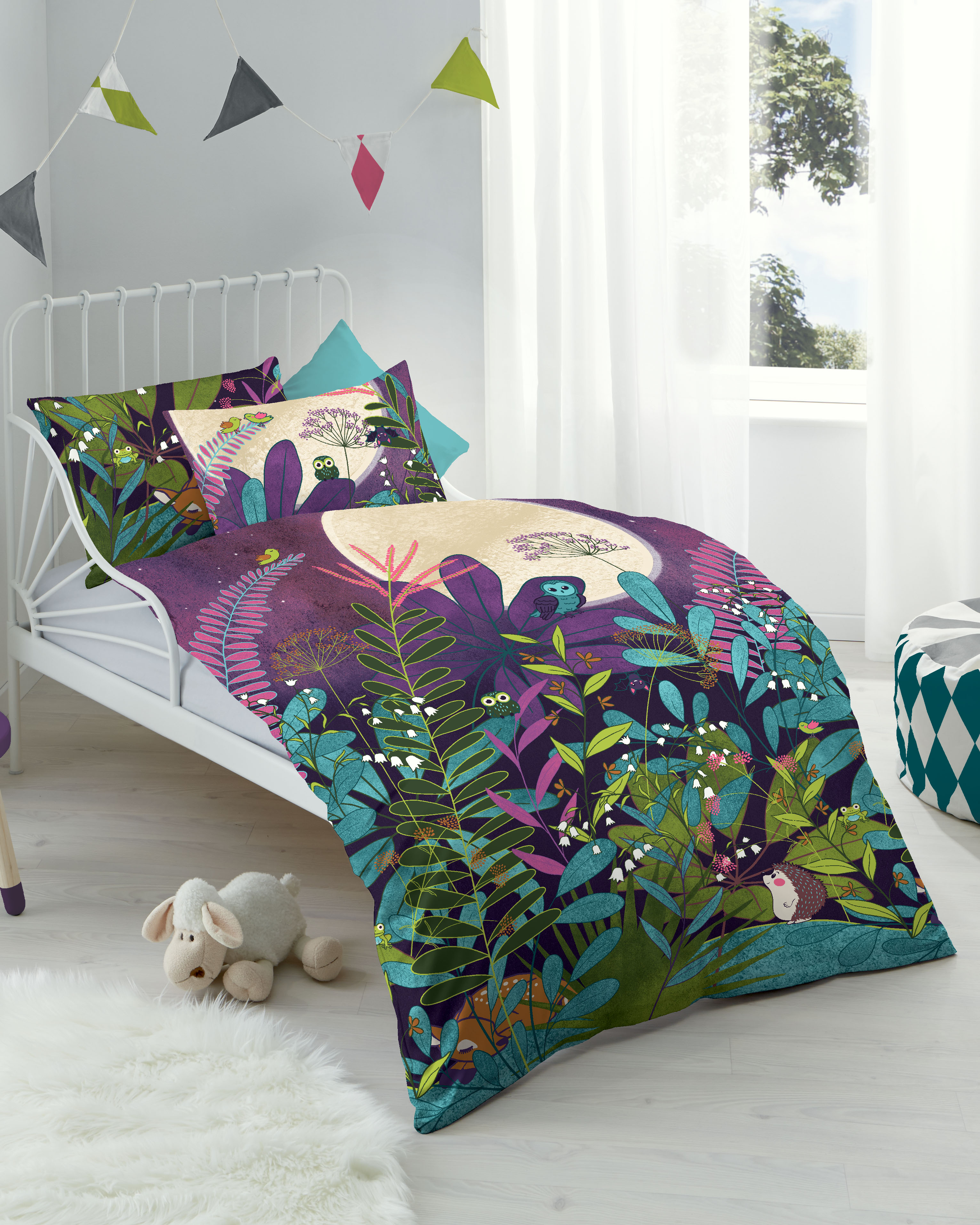 Kinder Biber Bettwäsche mit Mond-Motiv in Bunt Kinder Biber Bettwäsche mit Mond-Motiv in Bunt