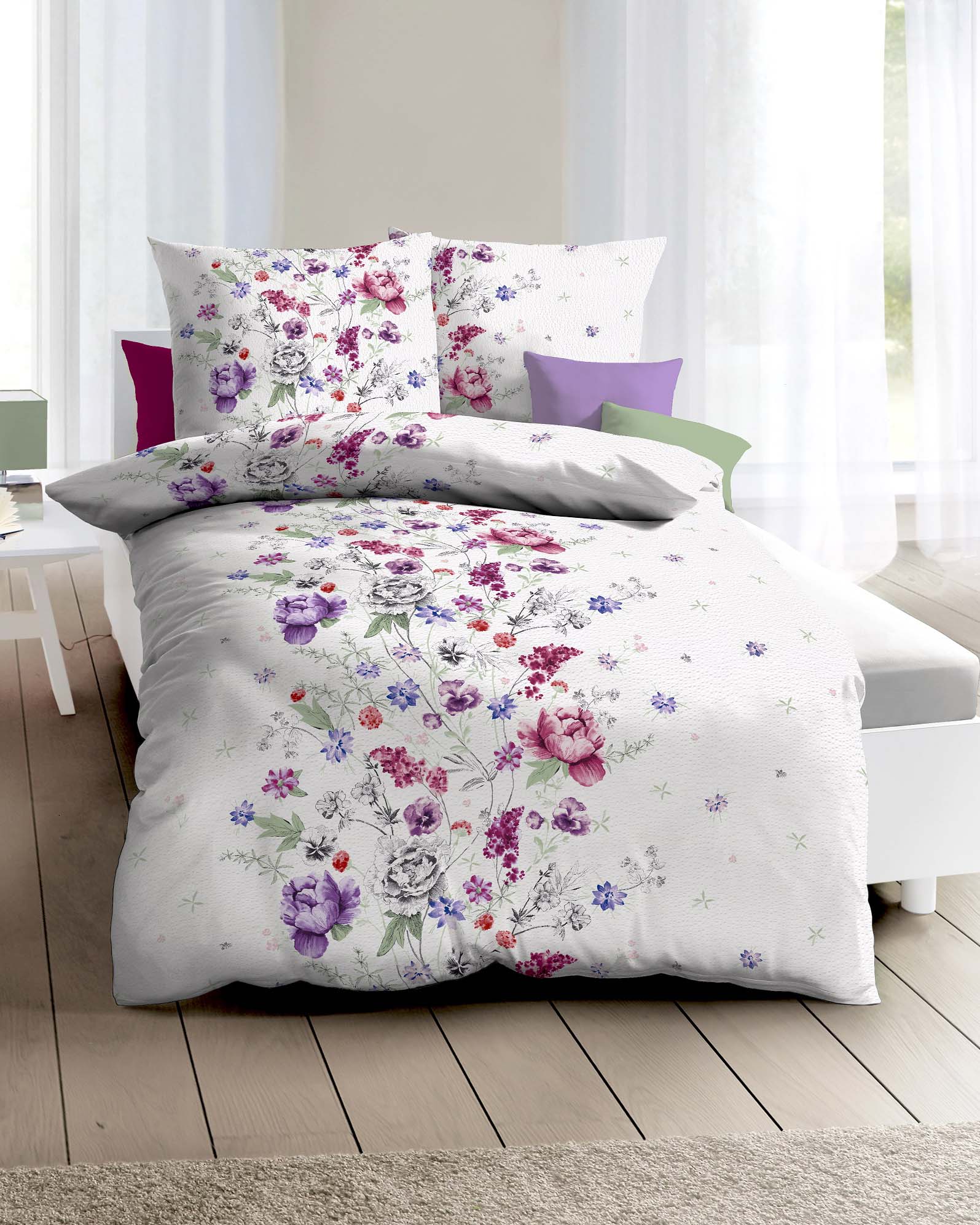 Seersucker Bettwäsche violett