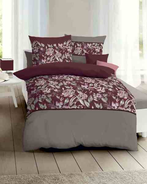 Mako Satin Bettwäsche bordeaux Mako Satin Bettwäsche bordeaux