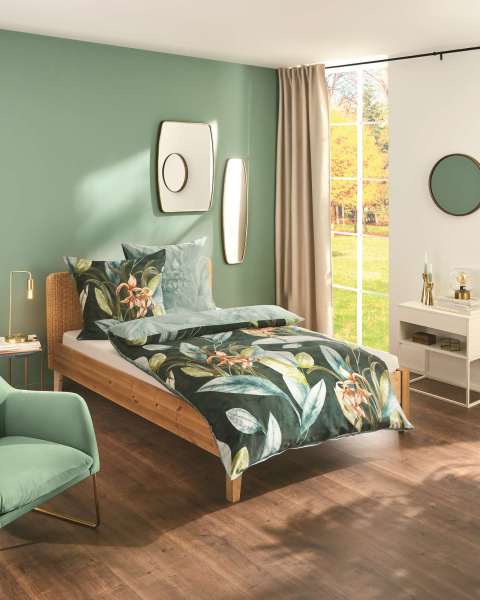 Mako Satin Bettwäsche jade-grün Mako Satin Bettwäsche jade-grün