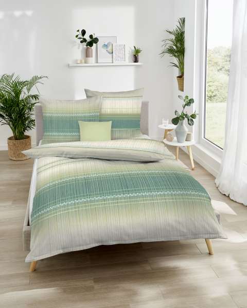 Mako Satin Bettwäsche jade-grün Mako Satin Bettwäsche jade-grün
