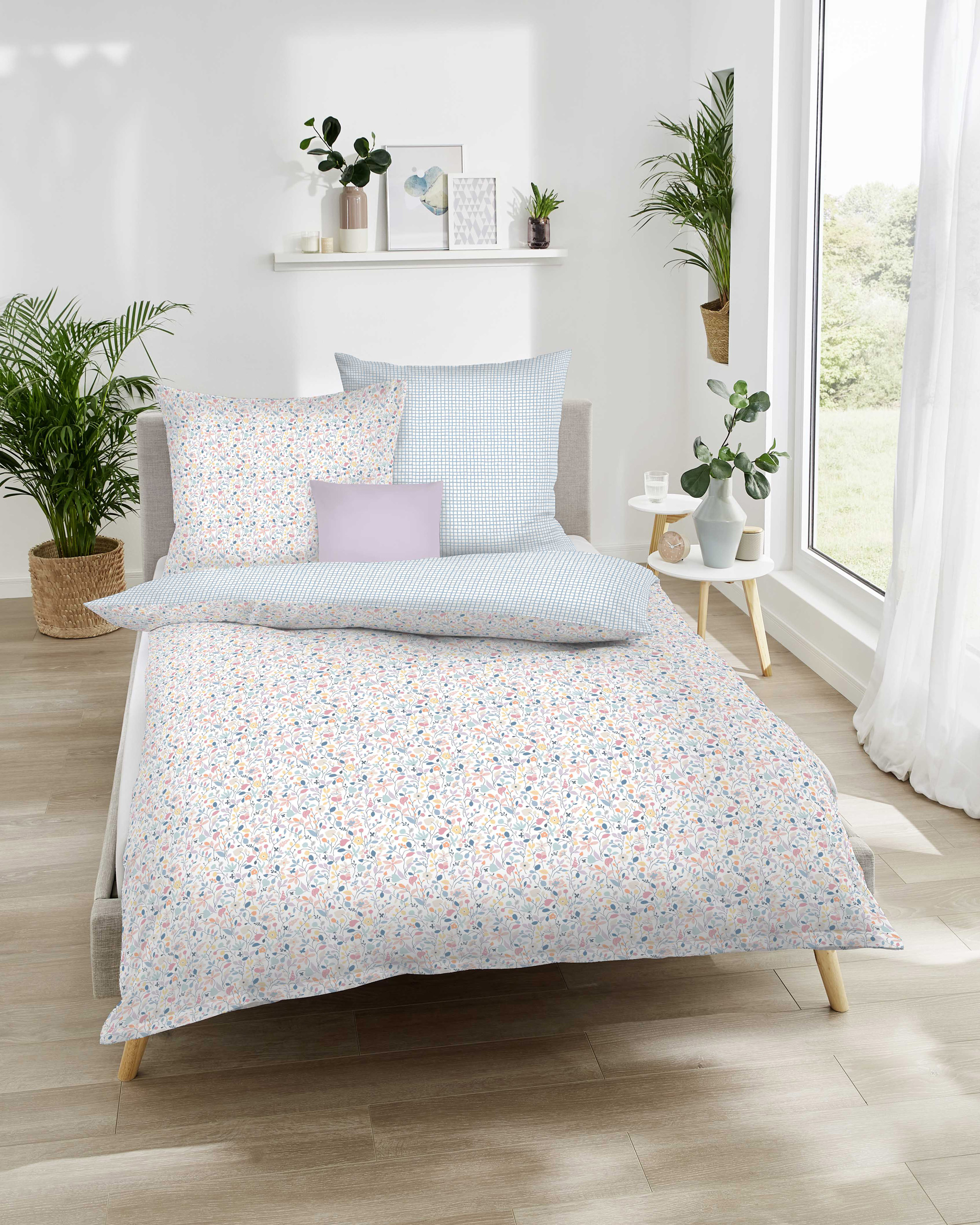 Luxuriöse Mako Satin Bettwäsche in aqua - jetzt günstig kaufen!