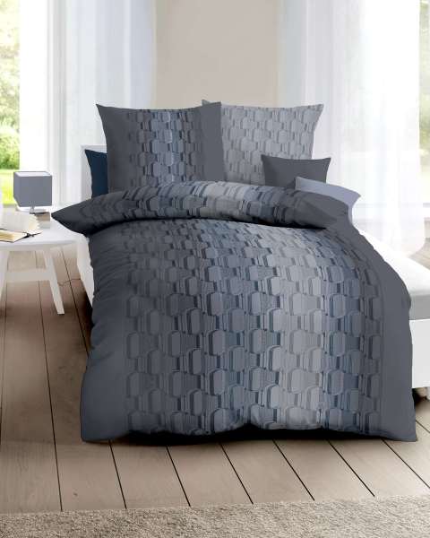 Mako Satin Bettwäsche blau Mako Satin Bettwäsche blau