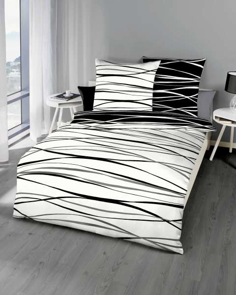 Mako Satin Bettwäsche schwarz Mako Satin Bettwäsche schwarz