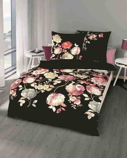Mako Satin Bettwäsche schwarz Mako Satin Bettwäsche schwarz
