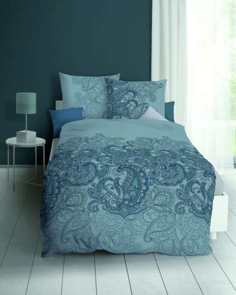 Mako Satin Bettwäsche indigo-blau Mako Satin Bettwäsche indigo-blau