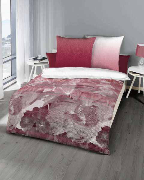 Biber Bettwäsche 859 Floral burgund Biber Bettwäsche 859 Floral burgund