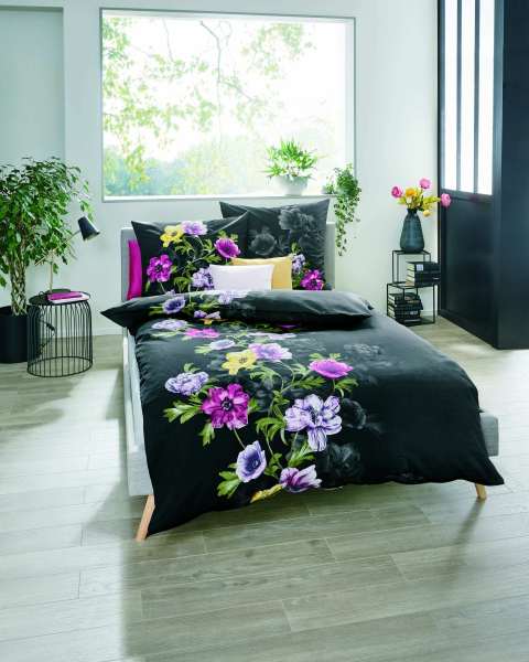 Mako Satin Bettwäsche schwarz Mako Satin Bettwäsche schwarz