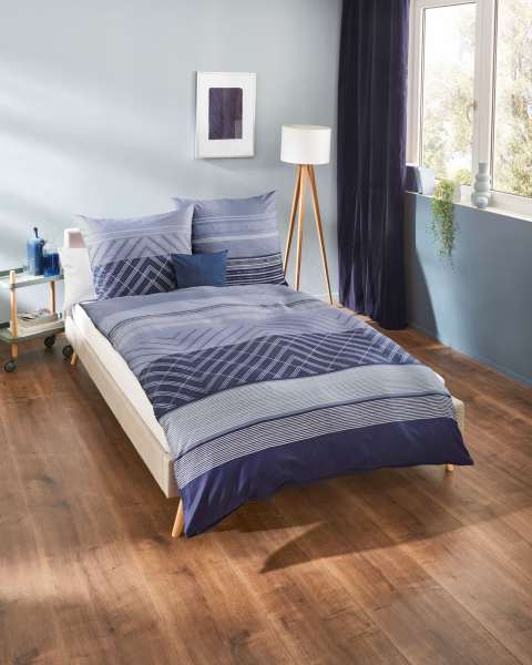 Mako Satin Bettwäsche blau Mako Satin Bettwäsche blau