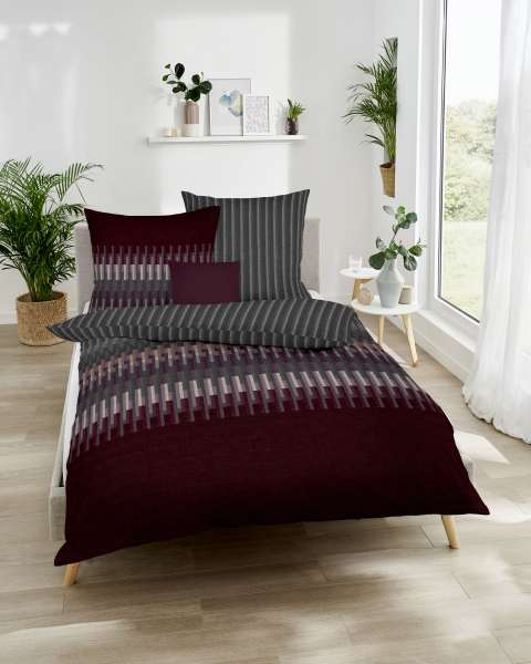 Mako Satin Bettwäsche burgund-rot Mako Satin Bettwäsche burgund-rot