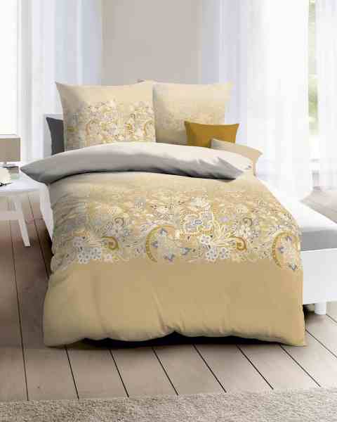 Mako Satin Bettwäsche gold Mako Satin Bettwäsche gold