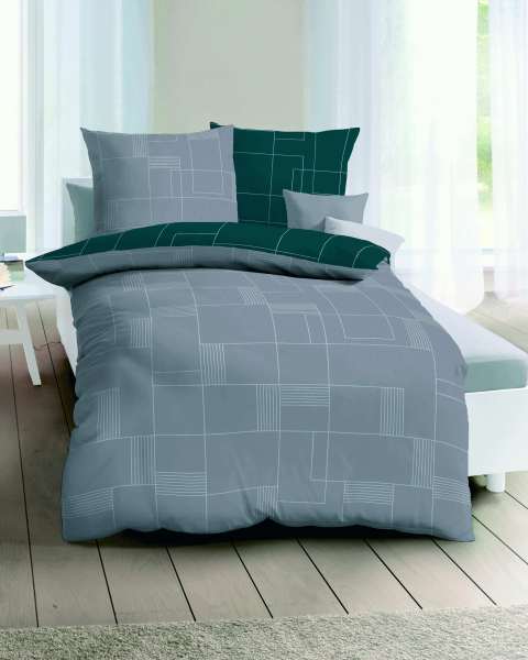 Mako Satin Bettwäsche smaragd Mako Satin Bettwäsche smaragd