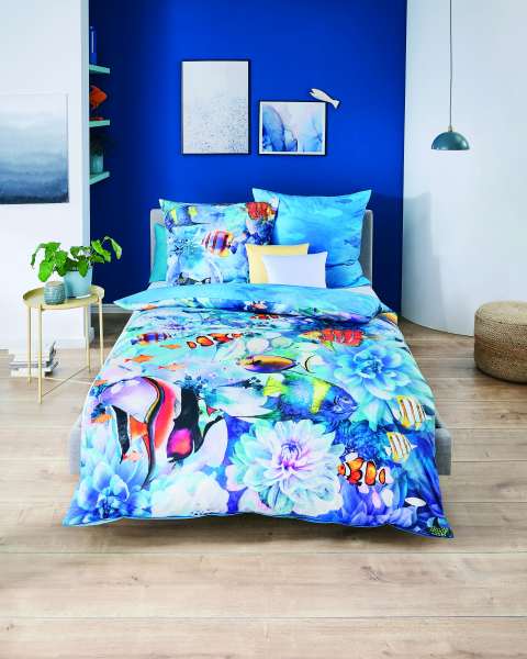 Mako Satin Bettwäsche blau Mako Satin Bettwäsche blau