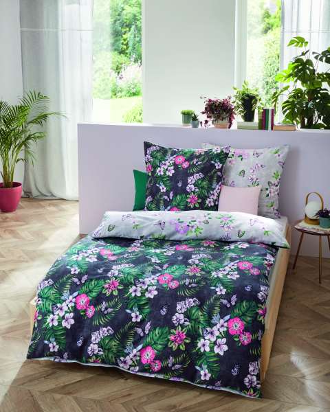 Mako Satin Bettwäsche schwarz Mako Satin Bettwäsche schwarz