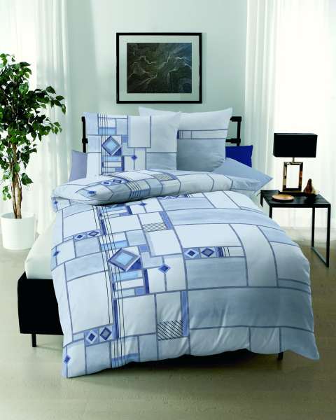 Mako Satin Bettwäsche blau Mako Satin Bettwäsche blau