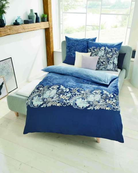 Biber Bettwäsche indigo Biber Bettwäsche indigo