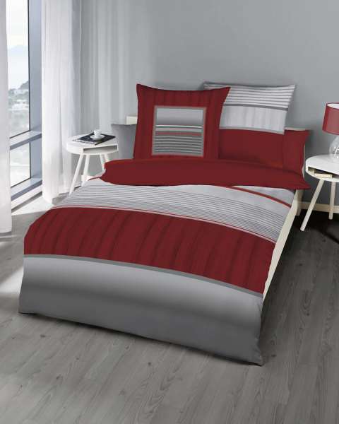 Mako Satin Bettwäsche burgund rot Mako Satin Bettwäsche burgund rot