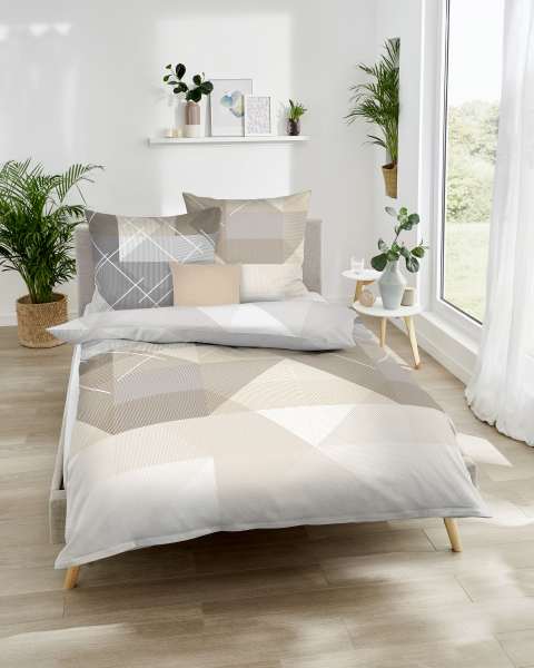 Mako Satin Bettwäsche cappuccino-braun Mako Satin Bettwäsche cappuccino-braun