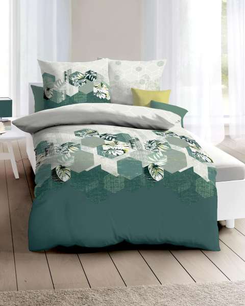 Mako Satin Bettwäsche grün Mako Satin Bettwäsche grün