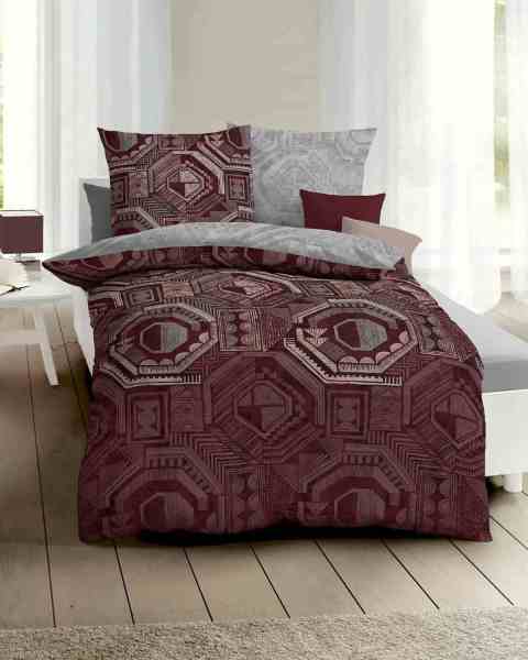 Mako Satin Bettwäsche bordeaux Mako Satin Bettwäsche bordeaux