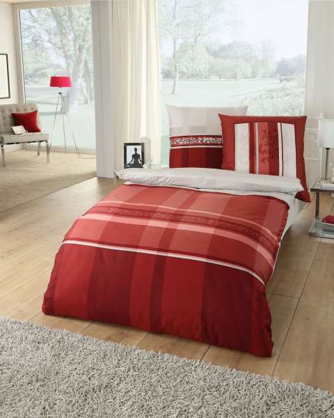 Mako Satin Bettwäsche kaeppel 838 rot Mako Satin Bettwäsche kaeppel 838 rot