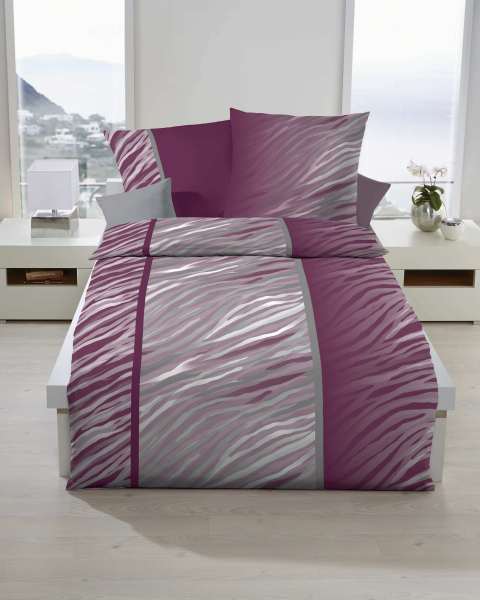 Biber Bettwäsche 802 Streifen mauve Biber Bettwäsche 802 Streifen mauve